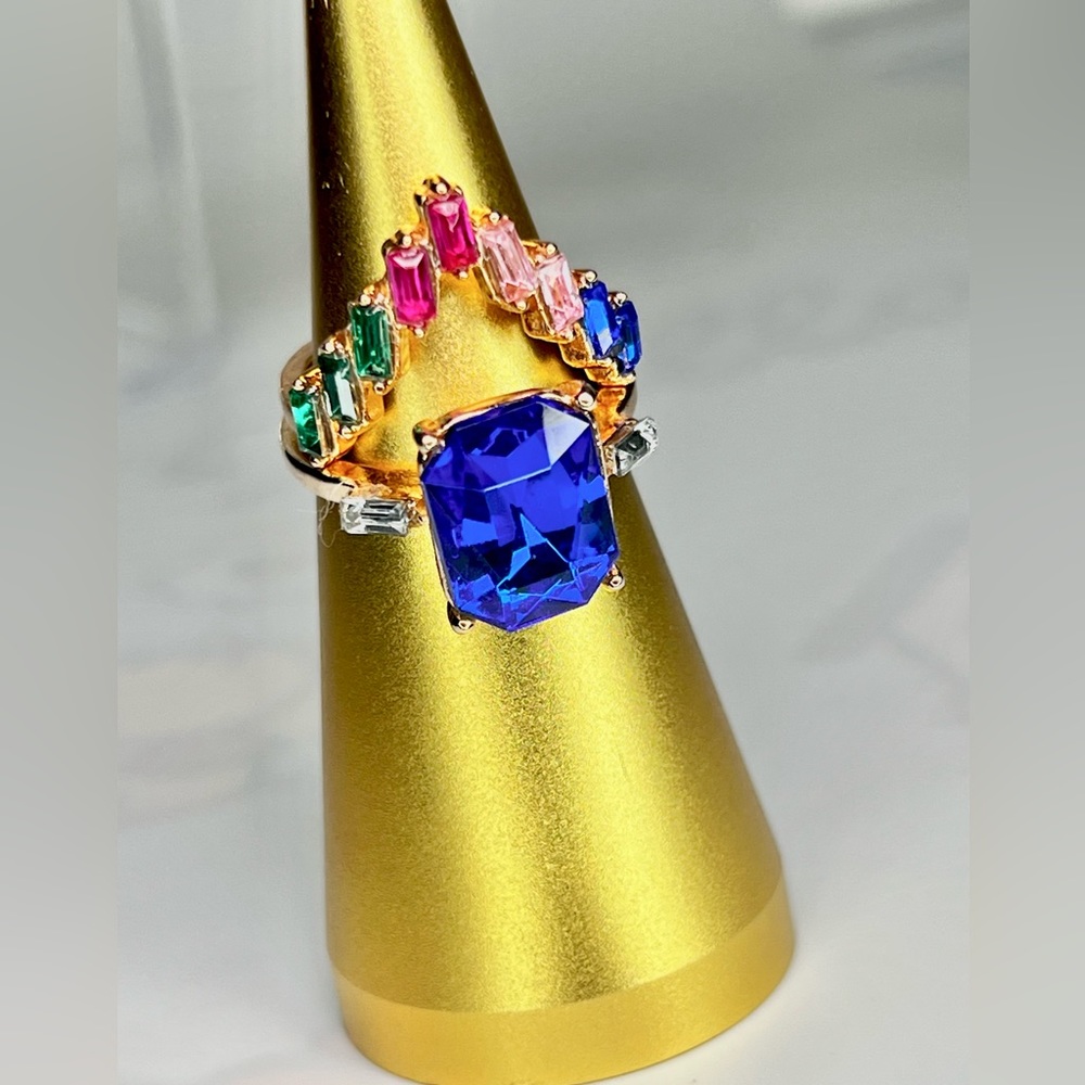 Rhinestone Ring Set Multicolor & Gold - Picture 2 of 3